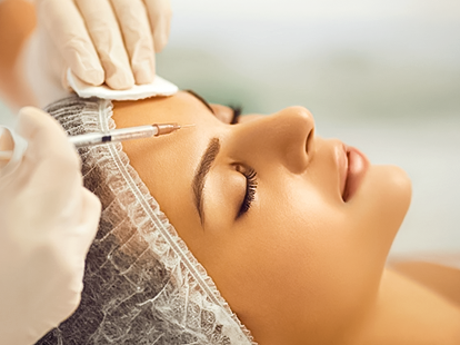 Cosmetic facial treatment demonstration with micro-syringe technique